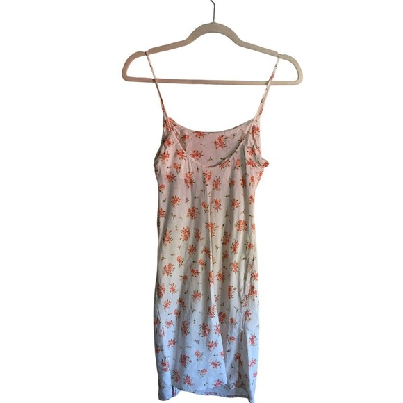 Asos Mini Dress Women's Size 2 White Orange Floral Sleeveless Linen Blend - Picture 4 of 7